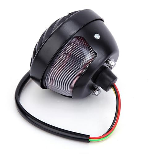 Feu arrière rond pour moto en acier robuste avec support de plaque d'immatriculation - 3