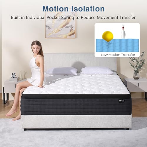 Queen Size Mattress, 10 Inch Hybrid Memory Foam Queen Mattress in a Box, Pressure Relief, Medium Firm, CertiPUR-US