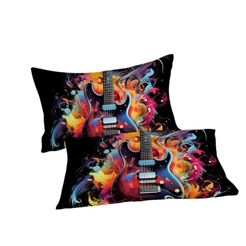 Housse de couette guitare 3 pièces lit double King avec zip invisible et douceur durable - 7