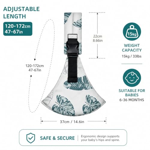 Image of Baby Carrier for 6 Months to 36 Months Baby, Adjustable Front Facing Baby Carrier, Ergonomic Support for Daily Walks and Travel, Comfortable Baby Sling Carrier, (White-Green)
