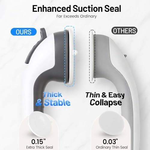 Image of 2PK Grab Bars for Shower Handle, Elderly Assistance Products, Black | Seniors Removable Bar Safety, Suction Cup for Bathtubs and Showers /Bathroom /Walls, Heavy Duty Handrails Grip, No Drilling