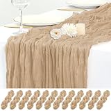 12 Pack Beige Cheesecloth Table Runner 17x108 Inch Boho Gauze Cheese Cloth Table Runners Rustic Sheer Runner for Wedding Party Baby Shower Birthday Home Decor