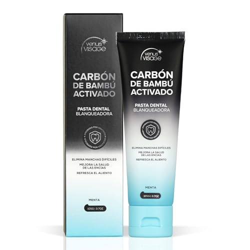 Venus Visage Pasta de Dientes Carbón Activado - Pasta de Dientes Blanqueante Sabor Menta - Dentífrico Blanqueador Dental [1 Unidad]