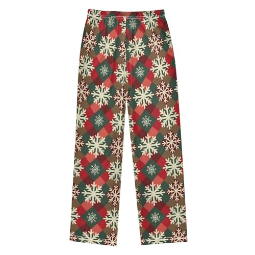 Christmas Pajama Pants Pattern Red Green Snowflake Long Sleep Pants Lounge Bottoms2