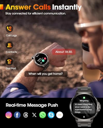 LIGE Smart Watch for Men with 800Ah,1.85" Big Screen Smartwatch with 5ATM Waterproof,100+ Sports Modes,Smart Watch for Android iOS (Black-EF10-D) - Image 5