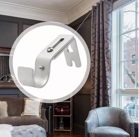 KIMISS 4PCS Adjustable Heavy Duty Curtain Rod Bracket Hooks with Installation Screws - Sturdy Wall Bracket Set for Home and Office