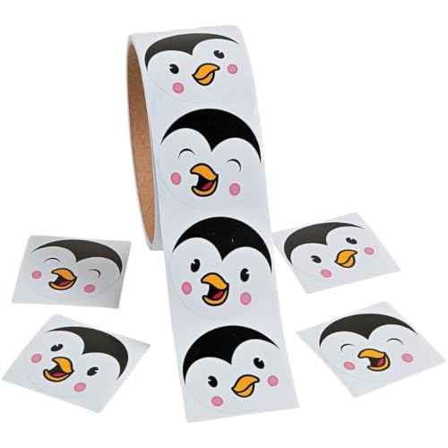 Fun Express - Penguin Face Roll Stickers for Winter - Stationery - Stickers - Stickers - Roll - Winter - 1 Piece