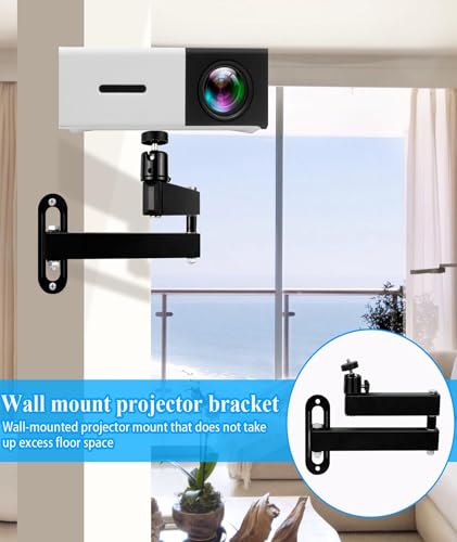Image of Projector Stand Wall Mount, 360 Degree Adjustable Projector Wall Mount, Adjustable Ceiling and Wall Mount Bracket with 35cm Arms for Home Theater, Secure and Stable Installation