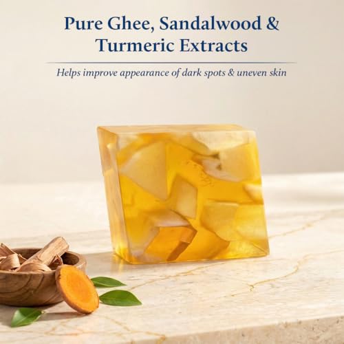 Image of Blue Nectar Sandalwood & Turmeric Soap Bar | Deep Cleansing & Tan Removal Bath Soap for Men & Women | Glycerine soap with Kojic Acid & Glutathione | Sulphate & Paraben Free (150g)
