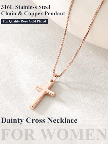Image of U7 Cross Necklace for Women,Silver /14K Gold Plated Cross Necklace with 18-20 inch Box Chain,Tiny /Medium /Large Cross Pendant Necklace Religious Necklaces Christian Jewelry Gift for Her