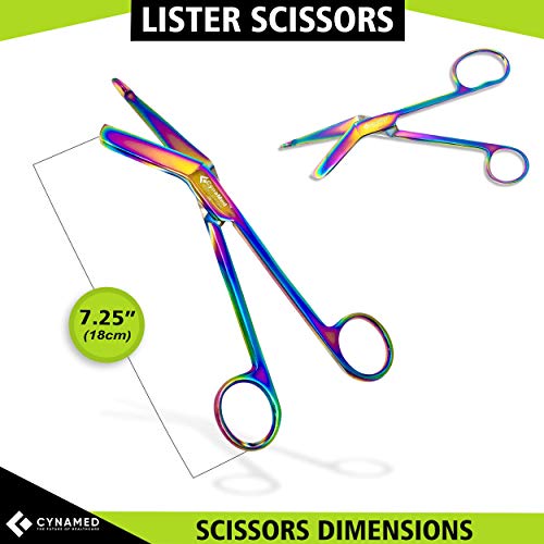 Cynamed Set Of 4 Lister Bandage Scissors With Multicolor/Rainbow Titanium Coating - Perfect For Emt, Paramedics, First Aid, Responders, Doctors, Nurses, Students And More #TOP4