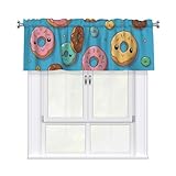 ZEYARUIBO Cartoon Donut and Candy Curtain Valance Light Blocking Valve 3-Inch Rod Bag Short Window Valves 54x18in