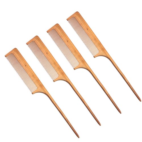 Peines de cola de rata de madera con dientes finos, pack de 4 miniatura 1