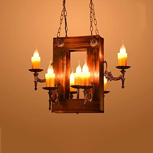 Lampes à suspension en bois massif avec base E14 luminaire suspendu rétro rustique