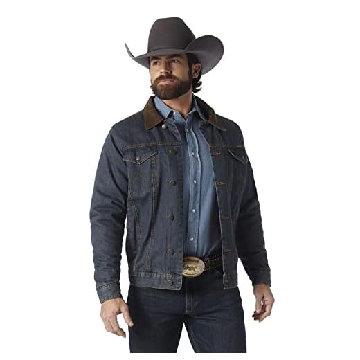 Wrangler Men's Style Cowboy Cut Western Lined Jacket, Denim/Blanket, Large