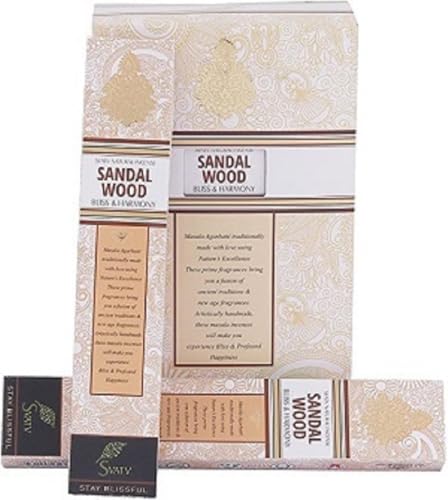 SVATV Herbal & Ancient Method Sandalwood Incense Stick with Pack of 2 Incense for Meditation, Yoga, Spiritual, Aromatherapy Energy Cleansing & Calm Down The Mind - 15g x 2 Incense | 30g | 1.05oz