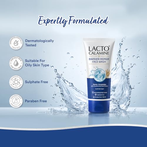 Image of Lacto Calamine Barrier Repair Face Wash|Penta-Ceramide, Rice Extracts, Post-biotics|Skin barrier protection & hydration | 100 ml