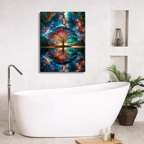 Tree of Life Canvas Wall Art Starry sky reflection Pictures Wall Decor Modern Abstract Poster Print Artwork for Living Room Yoga Room Hotel Bedroom Home Decoration 12x16in - Image 5