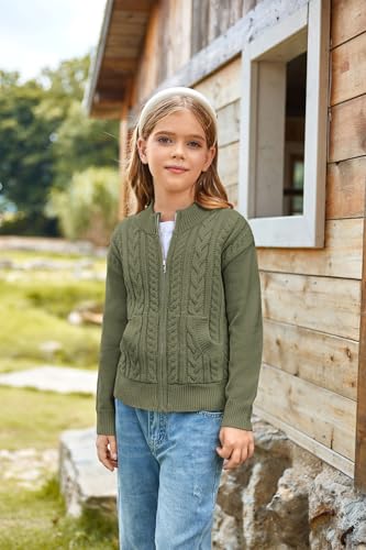 Image of GRACE KARIN Girls Knit Cardigan Sweater Zip Long Sleeve Kids School Uniform Fall Jacket Size 6-14