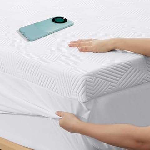 3 Inch Gel Memory Foam Mattress Topper Queen Size, High Density Memory Foam Mattres...