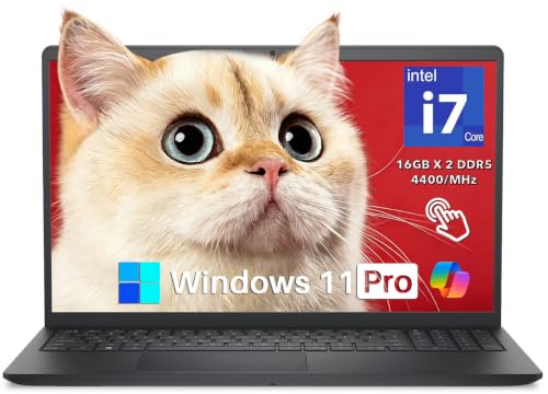Image of Dell DC15250 15.6 inch Touchscreen Laptop 2026, Intel i7-10 Cores (Up to 5.00 GHz), 32 GB DDR5 RAM 2TB SSD, FHD LED 250 Nits Anti-Glare, Black, Ai Copilot Key, Wi-Fi6, Webcam, Windows 11 Pro
