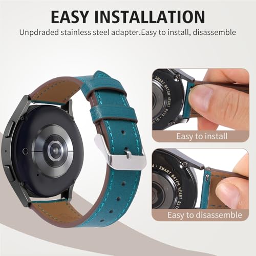 Italy Genuine Leather Watch Bands Men Women Compatible with Samsung Galaxy Watch Band, 20mm 22mm Lugs Watch Straps, Quick Release Wear-resistant Sweat-Resistant Smartwatch Replacement Strap