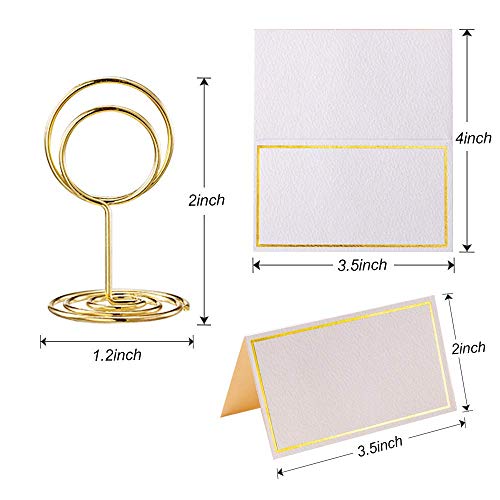 Toncoo 24 Pcs Premium Mini Table Number Holders and 24 Pcs Place Cards with Gold Foil Border, Place Card Holder, Table Sign Stand, Photo Picture holders for Centerpieces, Wedding, Party, Birthday