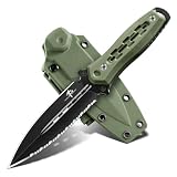 Purple Dragon Coltello 440C Full Tang G10 Lama Bifunzione Fodero Pelle