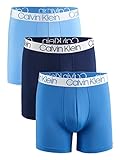 Calvin Klein Men`s Microfiber Boxer Briefs Pack of 3 (Blue(NP2214-993)/Obsidian, Small)