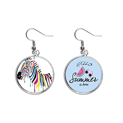 Pendientes de sandía cebra multicolor con soporte cómodo para el lóbulo