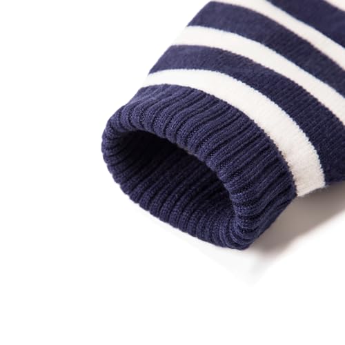 Danny D Boys Stripe Quarter Zips Pullover Sweater Kids Chunky Long Sleeve Knit Pullover Sweater ﻿ (US, Age, 7 Years, Navy Blue)