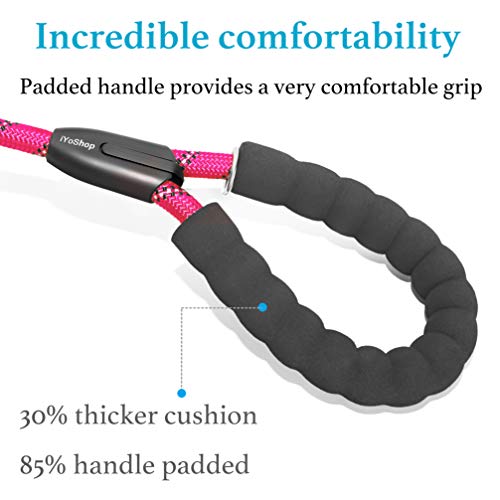 Iyoshop 6 Ft Durable Slip Lead Dog Leash With Zipper Pouch, Padded Handle And Highly Reflective Threads, Dog Training Leash, (Medium/Large, 18~120 Lbs, Pink) #TOP2