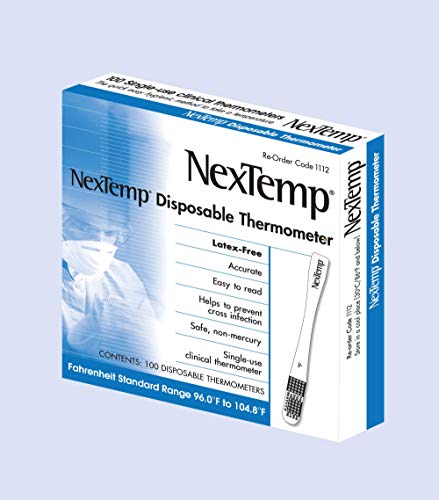 NexTemp Basic 100 Pack - Fahrenheit - Disposable Thermometer, Individually Wrapped - Superior Accuracy and The Ultimate in Infection Control