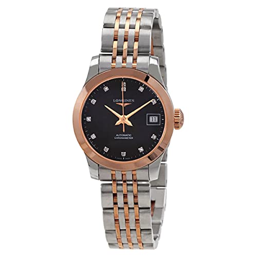 Longines Record Automatic Diamond Black Dial Watch L2.320.5.57.7