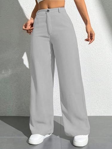 Image of Toochki Trousers for Woman Pants Women's Formal Office Korean | Beige Black Track Pant | Straight | Cotton Spandex Stretchable Trouser | High-Waisted Bottom Wear
