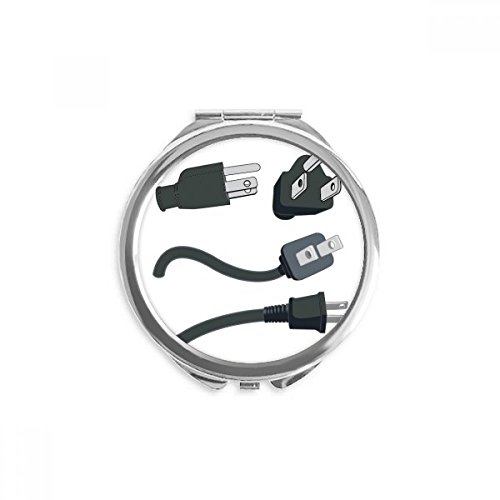 Miroir rond maquillage de poche noir câble de charge - DIYthinker mini miroir à main portable