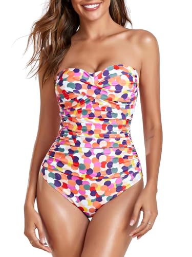 Image of RELLECIGA Women's Twist Front Shirred One Piece Swimsuit