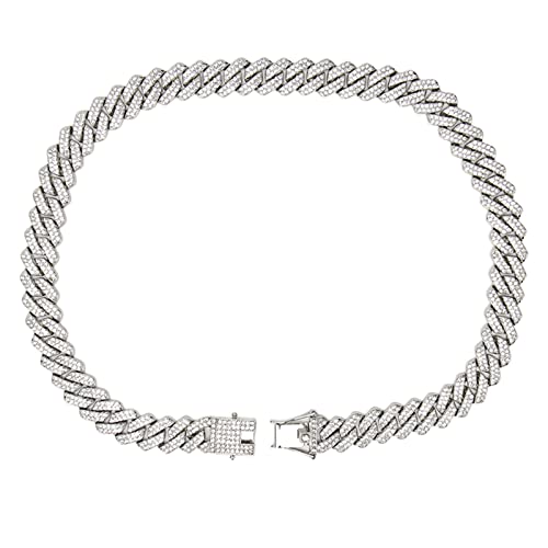 Collar de Cadena de Doble Capa de Rhombus Rhombus de 19,7 Pulgadas, Mujeres de Plata, Diamantes de Imitación Espumosos, Audaz y Elegante, Casual y Formal
