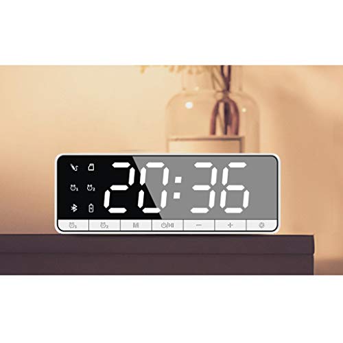 Casa Mini LED Despertador Bluetooth Alto-falante Baixo Termostato Interno - Branco