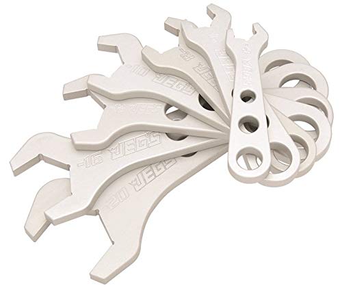 JEGS AN Wrench Set | -4 AN to -20 AN Standard Wrenches | Made In USA | Clear Anodized & Laser Etched | Aluminum | Includes 7 Wrenches