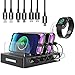 COSOOS Charging Station for Multiple Devices,with Power Delivery PD& Quick Charge 3.0,7 USB Charger Cable(4 Type),lwatch Stand,90W Fastest 6-Port USB Charging Station Phone,Type-C Laptop,Kindle,Tablet