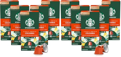 Image of Starbucks by Nespresso Original Line, Single-Origin Colombia, Medium Roast Coffee, 10-Count Espresso Pods,(Pack of 10)