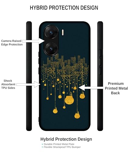 Image of City Light Pattern Design Premium 2D Printed Metal Back Case Cover for Vivo V29E 5G