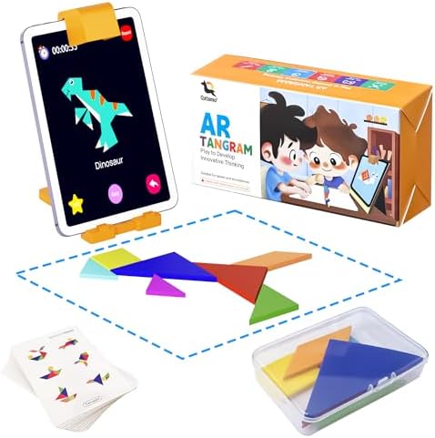 Qxtamo® Innovative AR Tangrams Puzzles Games, 1000+ Animated Sensory Toys, Family Travel Learning Education STEM Toys Birthday Gift Party Favors for Kids Children Boys Girls Teens, Ages 3+ Year Old