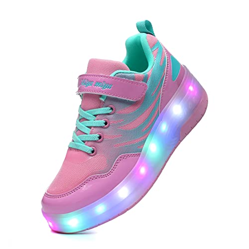 Zapatos con Ruedas Zapatillas con Dos Ruedas para niños y niña Led Luces Zapatillas con Ruedas Se Puede Bambas con Ruedas Regalo Creativo de Navidad y cumpleaños en el día de los Reyes