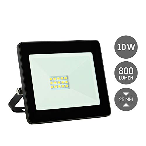Preisvergleich Produktbild Emos LED Strahler Flutlicht 10W / 800 Lumen Baustrahler, Scheinwerfer, Außenstrahler, 4000k neutralweiß, staub- und wasserdicht Schutzklasse IP65, schwarz