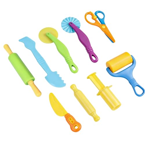 9 Pcs Knete Zubehör,Knetwerkzeug,Knetzubehör Set für Play-Doh,Plastilin Werkzeuge,Kneten Ausstechformen,Knetpresse Geschenke für playdoh Knetset DIY Clay Sand Knetmasse