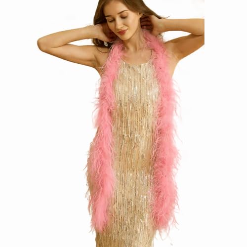 2 Yards 30g Fluffy Marabou Ostrich Feather Trim for DIY Craft Sewing Trim Home Wedding Party Decoration-Rose