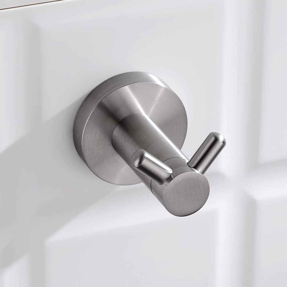 Acero inoxidable cepillado en forma de V Toalla Abrigo Bufanda Bata Gancho Baño Baño Ganchos Montaje en pared, 2 piezas