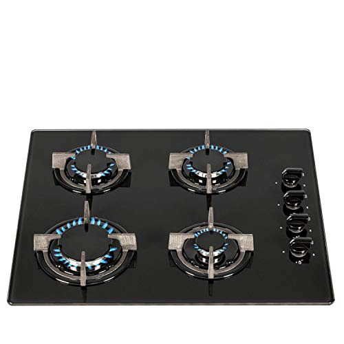 SIA AMZGHG602BL 60cm 4 Burner Gas On Glass Hob In...